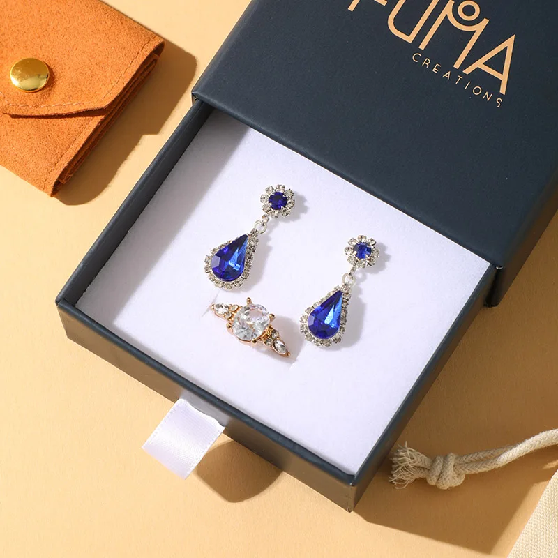 Luxury Jewelry Gift Box Set Custom Drawer Box Paper Cotton Bags Microfiber Buckle Closure Storing Earrings Necklaces Bracelets manufacture