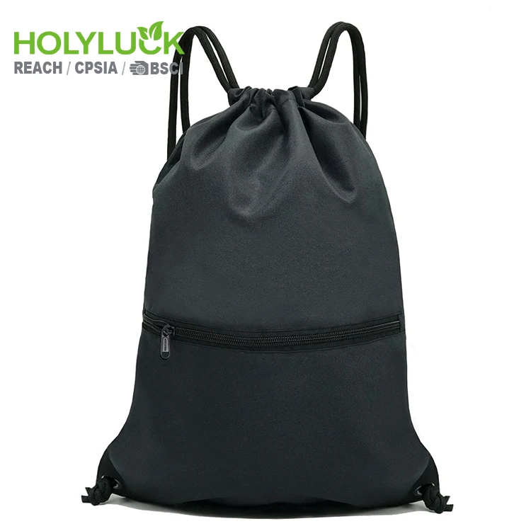 Holyluck High Quality Waterproof Drawstring Backpack Sport Gym Sack Pack Bag 300D Polyester Draw String Drawstring Sports Bags