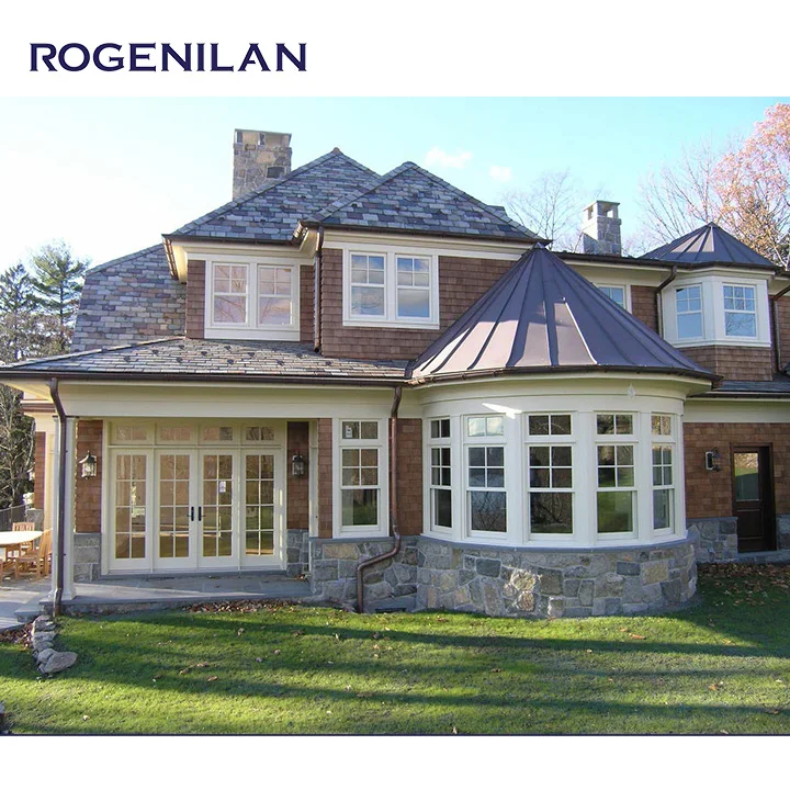 ROGENILAN Sell European Bay Window White Aluminum Frame French Lattice Strip Double Glazed Thermal Insulated Casement Windows