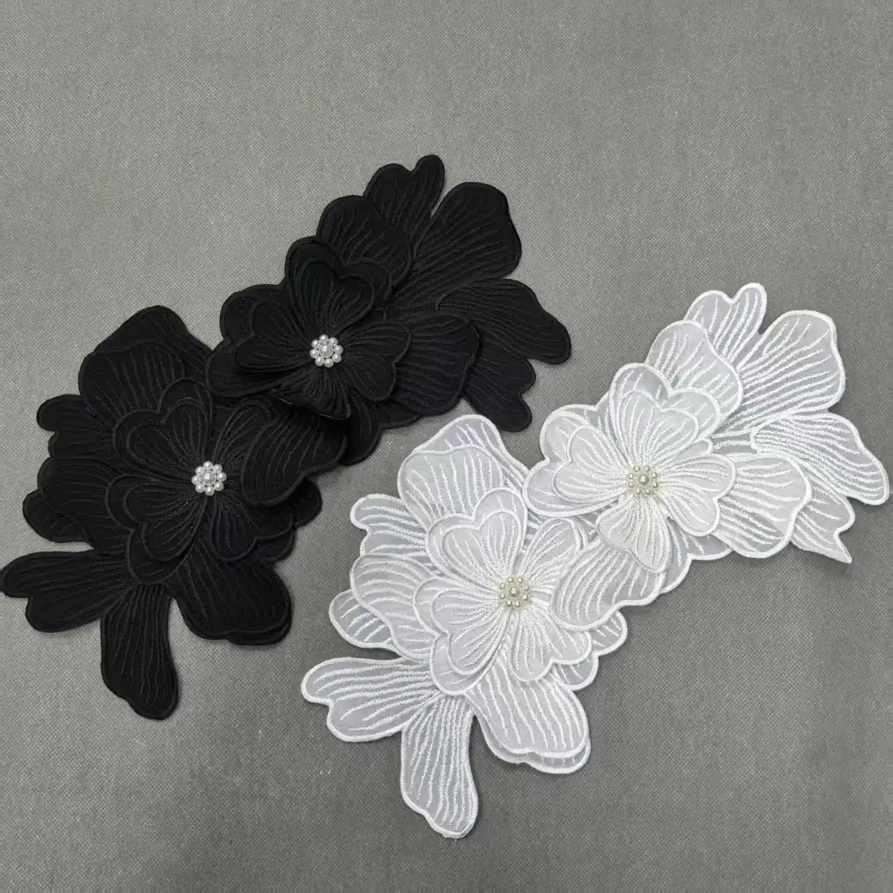 ZSY 3D Flower Polyester Embroidery Beaded Lace Applique Patches for Wedding  Dress & Accessories on Shoes & Bags