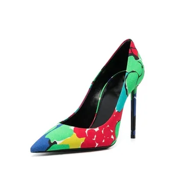 Woman pump rainbow color womens high heels leather high quality fashion woman pump
