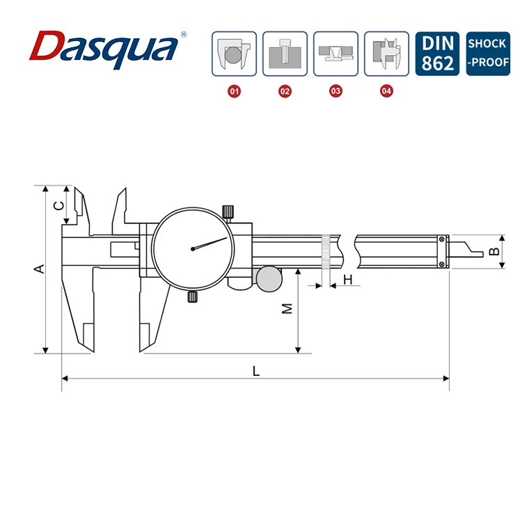 Dasqua 0-100 мм 0 02 двойной ударопрочный штангенциркуль из нержавеющей стали с запорным винтом