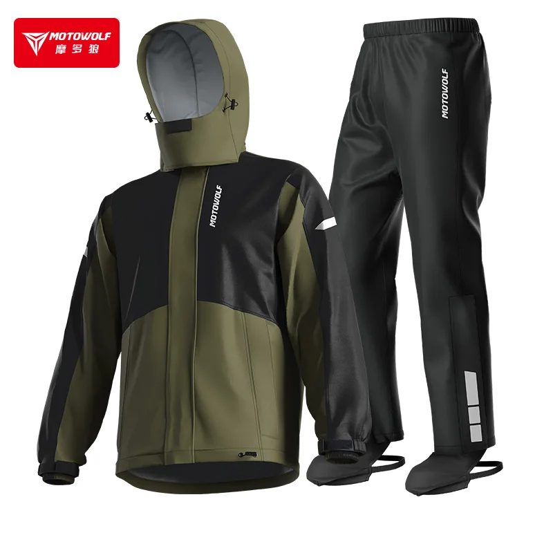 Waterproof Reflective Motorcycle Rain Gear Unisex Rain Jacket