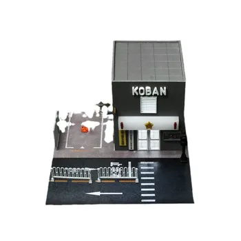 MOREART 1:64 日本警察警署ジオラマ照明モデルシーン小屋建物