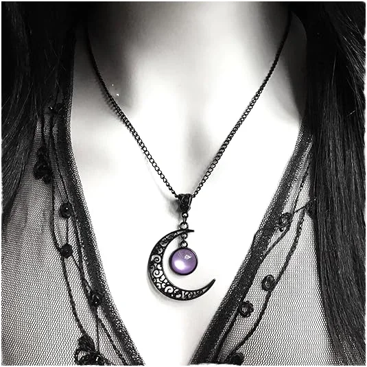 Y2K Collana Con Ciondolo Luna Rossa Gotica Per Donna