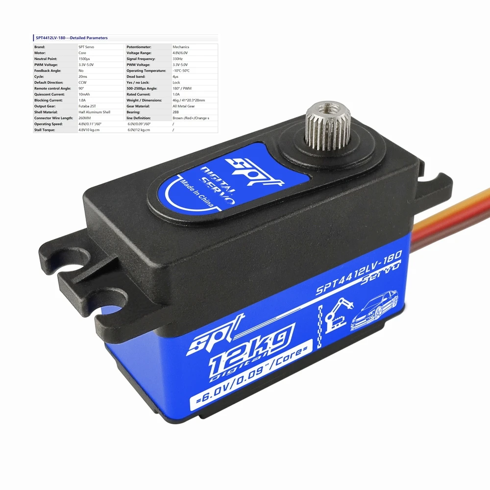 Spt4412lv180 12kg Low Profile Digital 180 Degree Rotation Micro Servo