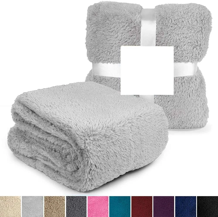 100% Polyester Soft Warm Sherpa Throw Flannel Fleece Blanket