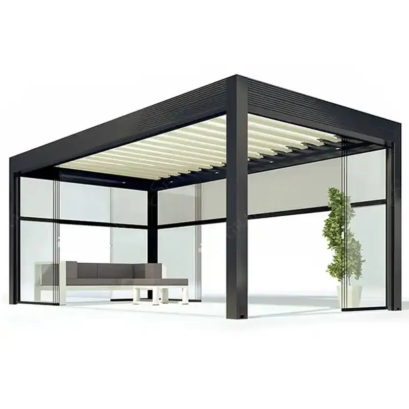 In Stock 3x3 3x4 4x4 Waterproof Aluminum Pergola with Motorized Aluminum Louver Roof