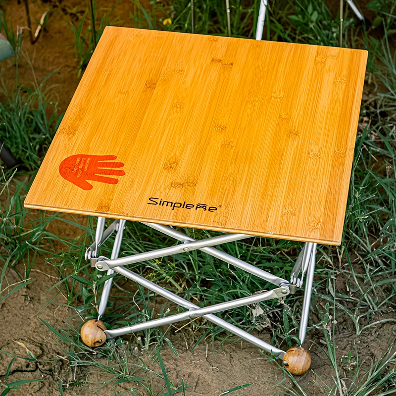 Onwaysports Folding Table Bamboo Square Camping Table for Outdoor