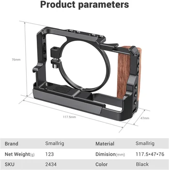 Smallrig Vlog Camera Cage for Sony Rx100 VI and Rx100 VII Camera with Wooden Handle Grip -CCS2434 product image