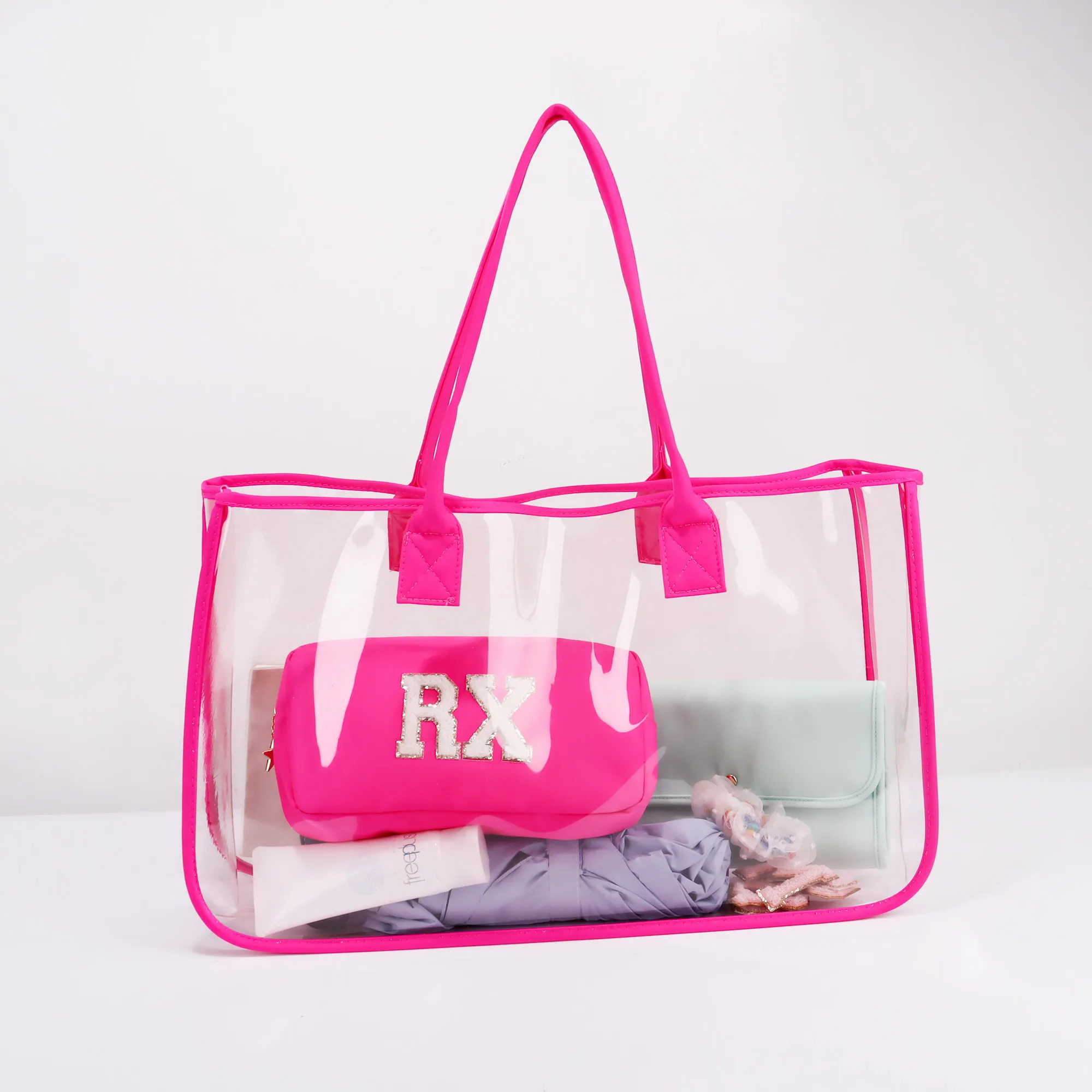 Borsa da piscina trasparente, borsa da spiaggia trasparente, grande borsa da spiaggia trasparente, grande capacità impermeabile con cerniera, grande borsa trasparente approvata dallo stadio, custodia