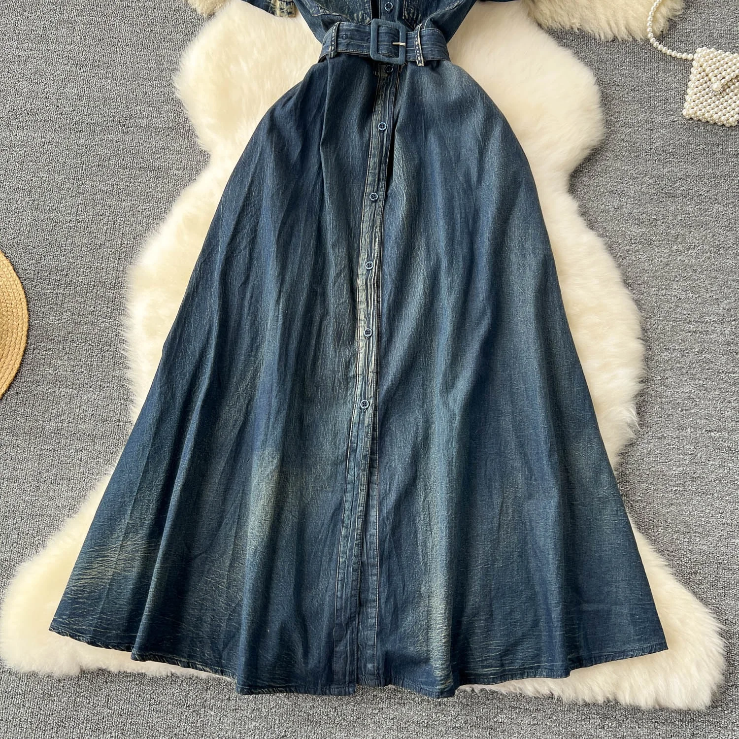 lazada denim dress Girls Back to School Dress Girls Vacation Dress, Blue / 3-6 Months (70cm)