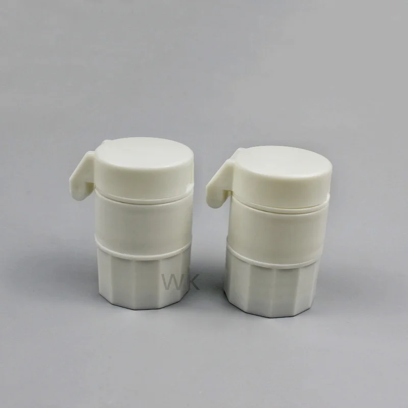 Portable Pill Packaging Multifunctional Plastic Pharmaceutical Tablet Medicine Bottle with Cuttable Screw Cap