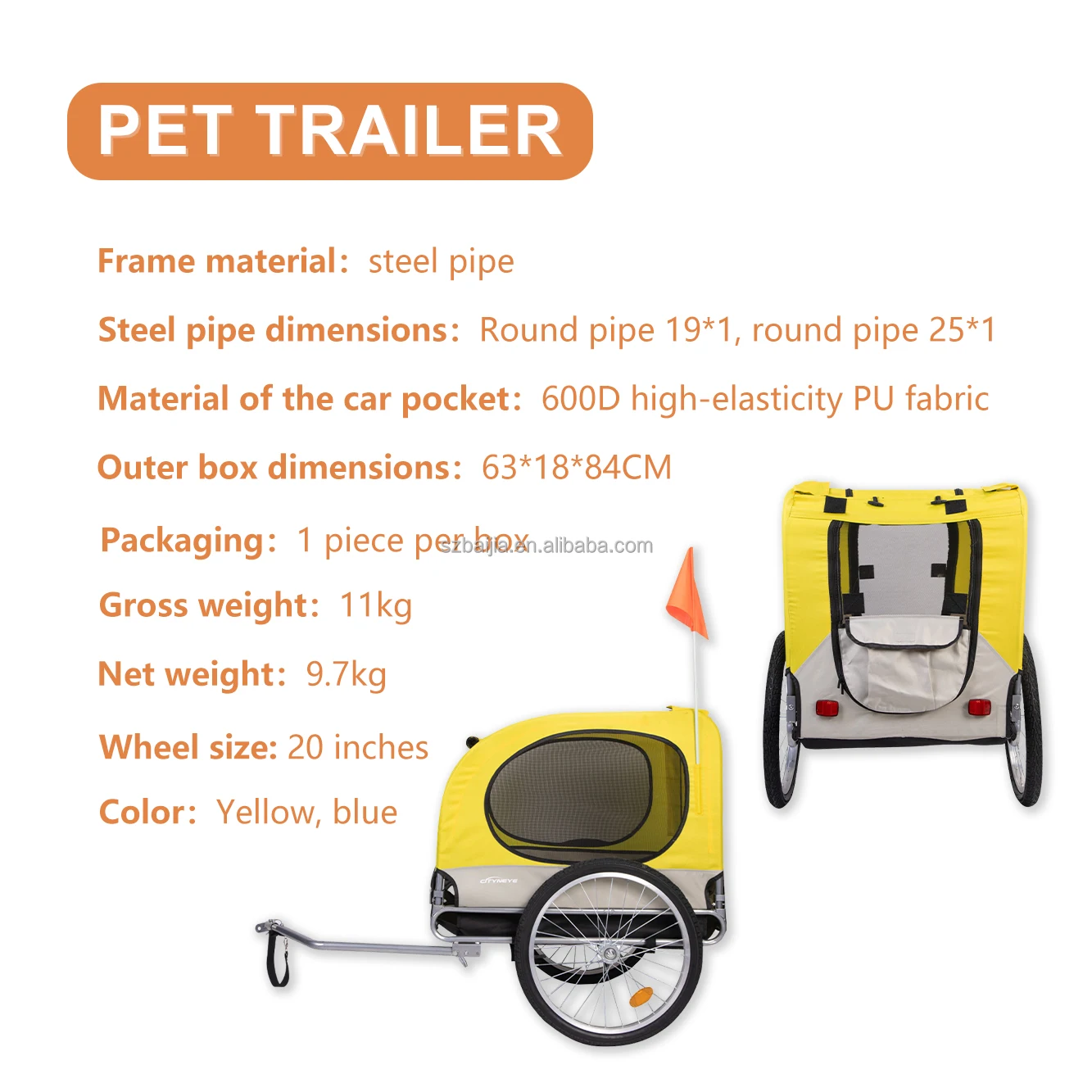 Trailer Foldable Utility Baby Kids Bicycle Bike Pet Bicycle Pet Stroller Dog Cat Carrier Bicycle Trailer for bike accessories