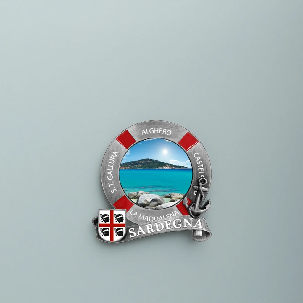 Custom Made Sardegna Souvenir Collections Retro Nautical Style 3D Design Magnetic Sticker Medium Size Fridge Magnet for Tourists