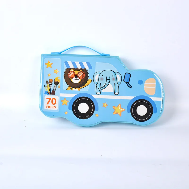 Набор из 70 предметов для художественного рисования нетоксичный детский пластиковый чехол акварельная ручка цветной карандаш в форме автомобиля