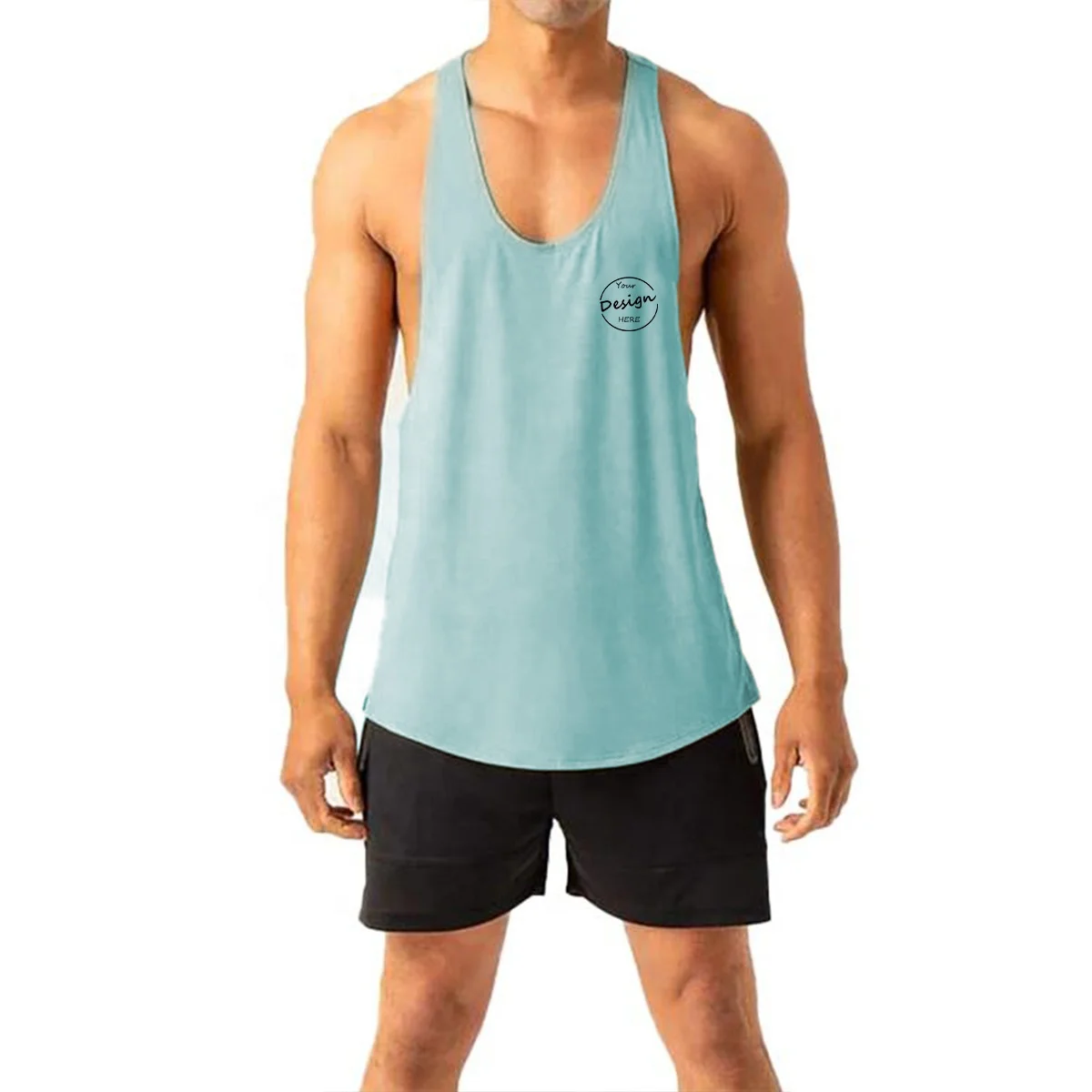 JL74B Running Fitness Training Racerback Bottoming Undershirt Vest Singlet Mens Workout Wholesale Racerback Tank Tops for Men