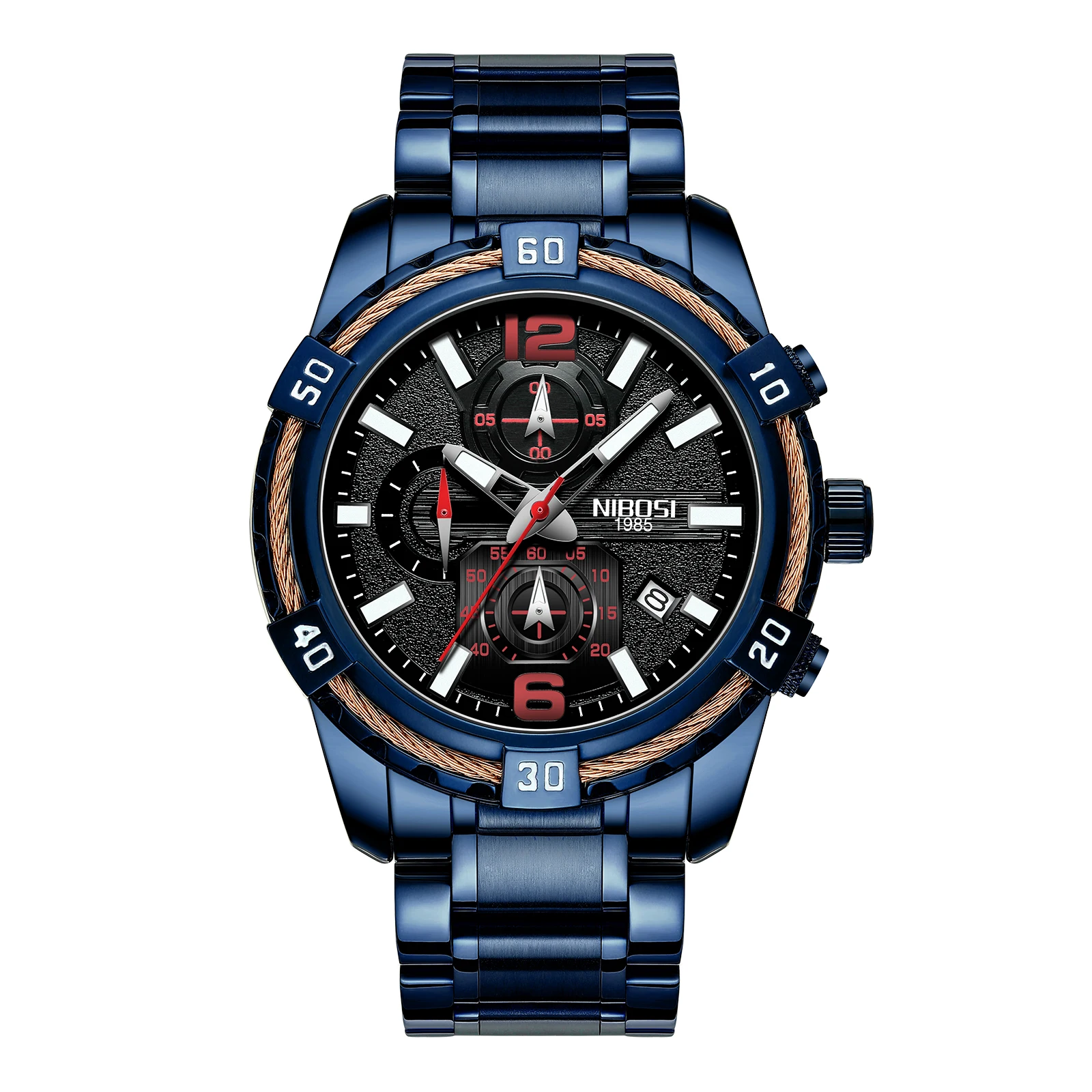 Nibosi 2335 New Men Brand Quartz Wristwatch Waterproof Stainless Steel Sports Luminous Calendar Luxury Wrist Watch for Men Reloj