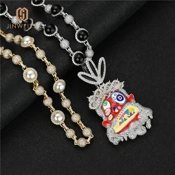 Hip Hop Enamel Graffiti Travis Scott Necklace Set Charm Custom Cartoon Jesus Pendant