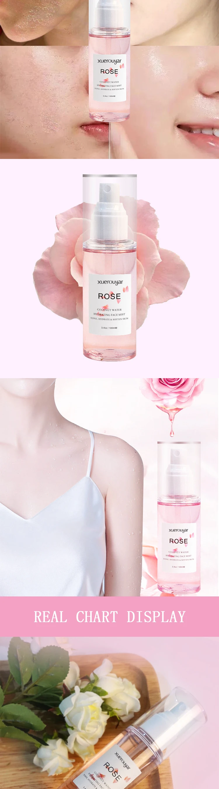 Portable Mini Hydrating Moisturizing Pure Natrual Rose Toner Water Face