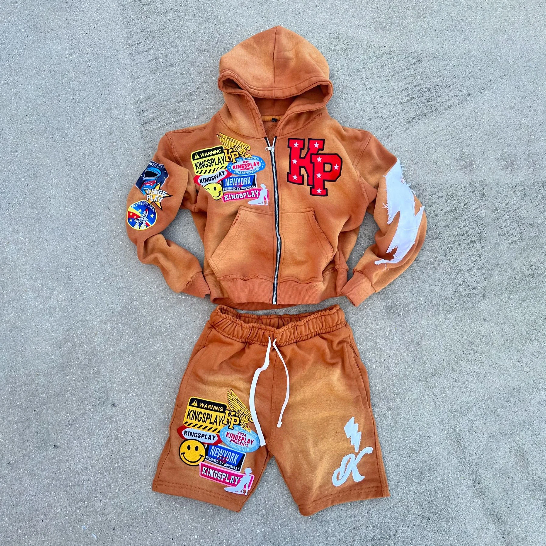Custom Streetwear Two Piece Sweat Suit Summer Jacket