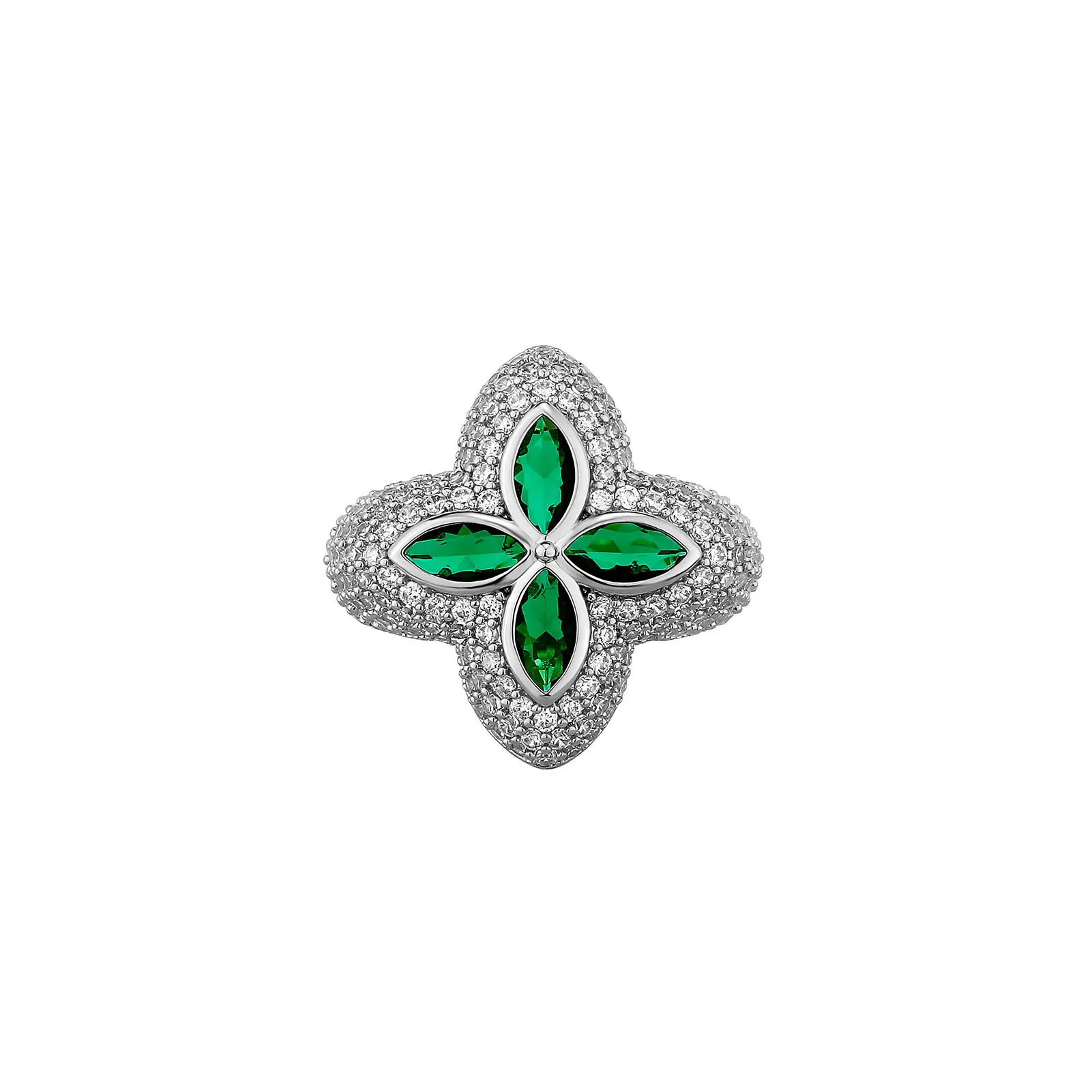 Moissanite Green Full Iced Out Ring For Wedding And Engagement_voghion.com