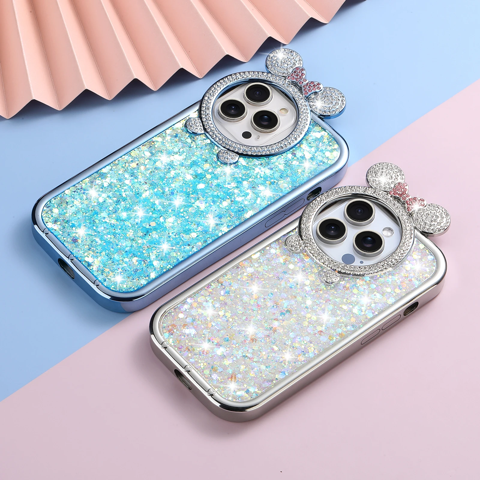 With Small Ears Gradient Diamond Phone case for iphone 13 Pro Max Cartoon Cute Shockproof case for SAM Ultra 23