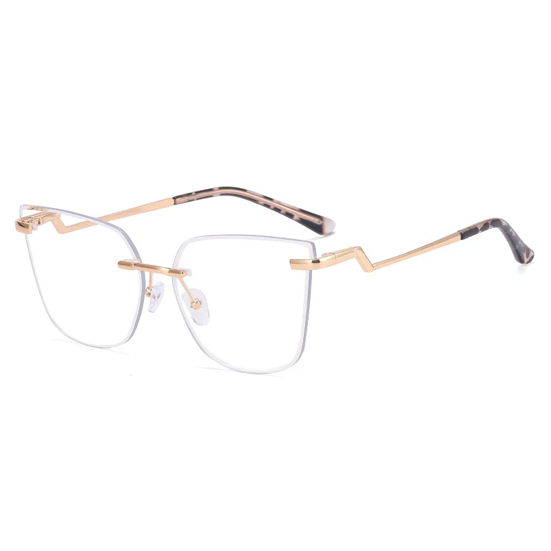 Montura de gafas de ojo de gato dorado Vintage para mujer, lentes