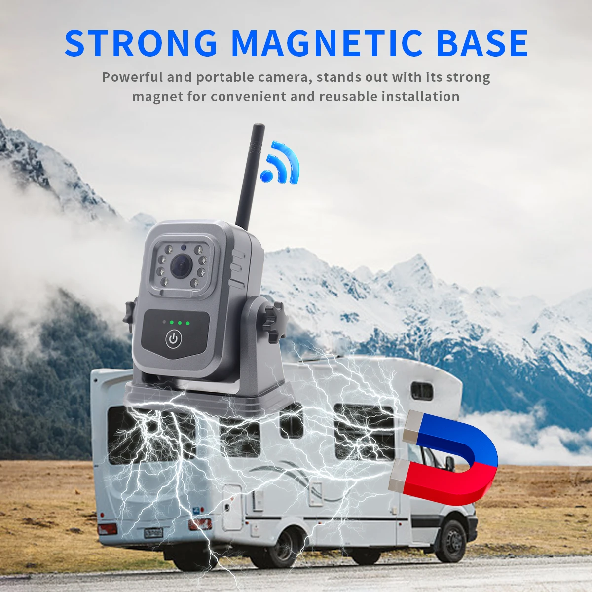 Magnetic Wireless Backup Camera Built in Battery for Mobile Wifi App IP68 Support 1080P Reverse Camera for Car Truck Van RV