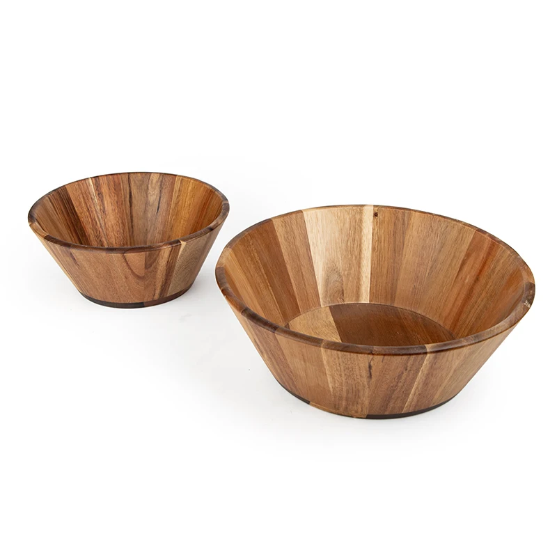 Wholesale Oem/odm Custom Logo Tableware Round Wood Mixing Bowl Acacia