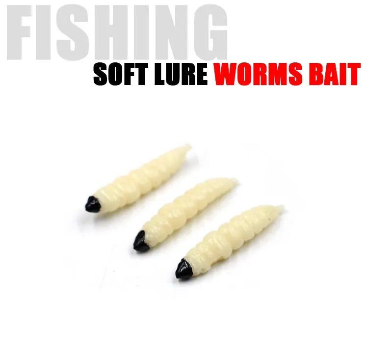 Selco Lifelike Worm Maggot Grub Soft Bait Floating Smell Bread Worms ...