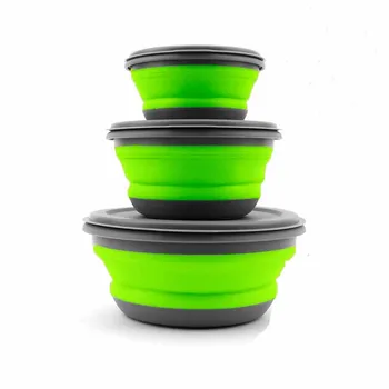 3Pcs/Set Food Container Tableware Set Portable Silicone Folding Bowl collapsible breakfast bowl