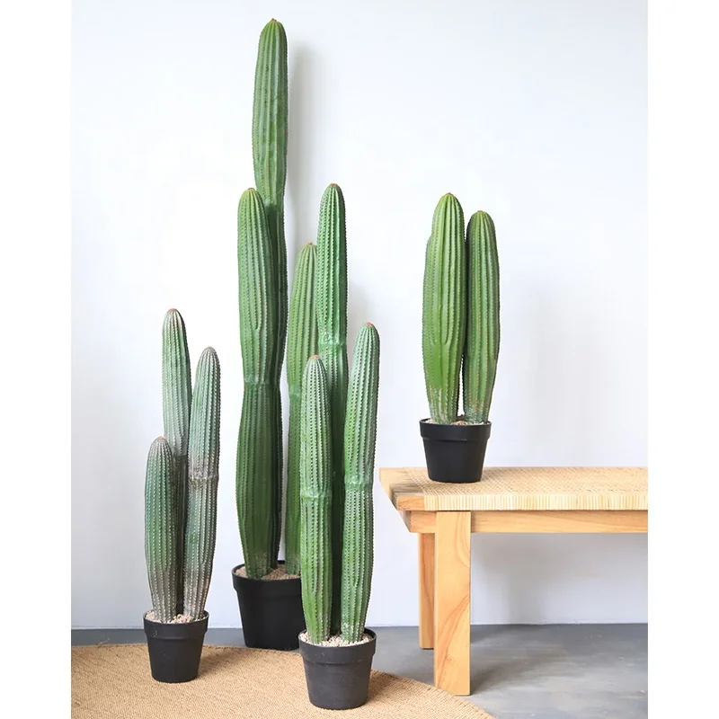 Knstlicher Dreikopf-Kaktus-Sule 63-145cm Grne Kunstpflanze im Topf fr  Heim- und Gartendekoration
