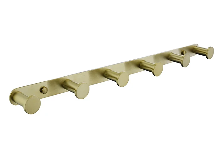 MACAJM Set 3 Appendiabiti Da Parete Oro Spazzolato, 2 Ganci Da 25 Cm (4 Ganci) E 1 Da 53,3 Cm (8 Ganci), Acciaio Inox 304