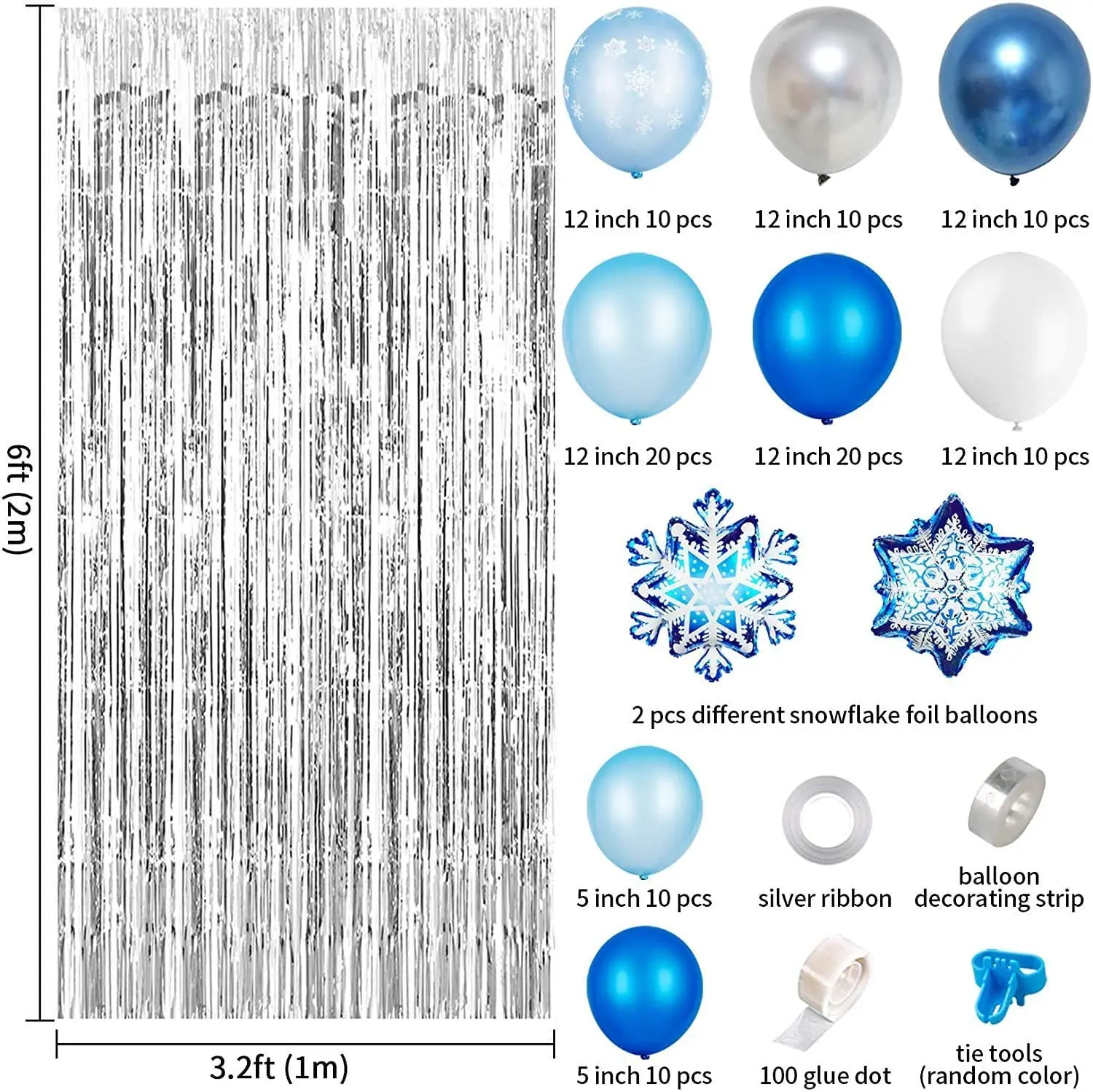thumbnail image 2 of Snowflake Balloon Garland Arch Kit BSTYU 77 Pack Winter Snowflake Balloons Garland Arch Kit Christmas Snow Balloon For Winter Wonderland Christmas Snow Princess Birthday Party Decorations 2 of 10