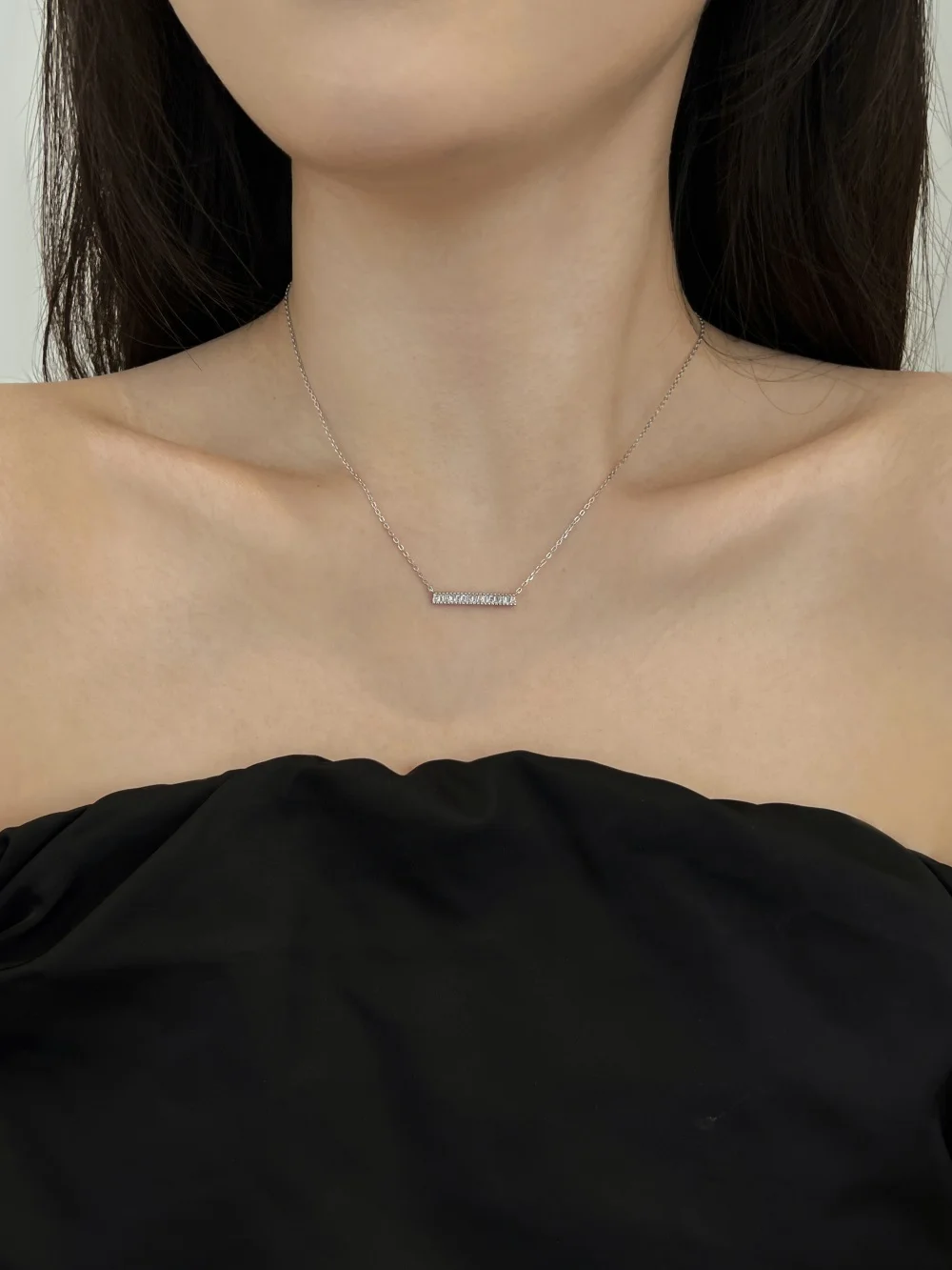KAKODIY New Design 925 Sterling Silver Fine Jewelry 18K Gold Rectangular Necklace Pearlescent CZ Elegant Long Pendant Necklace for Women detail 3