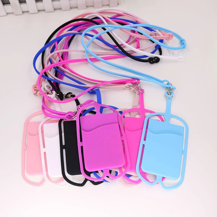 Tengchen New Irregular Shape Silicone Phone Case With Soft Strap And Pocket Universal Smartphone Lanyard_voghion.com