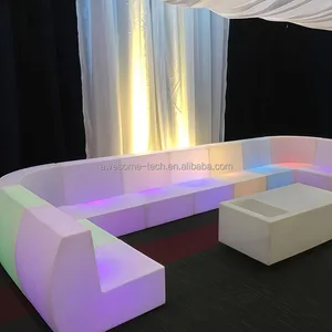 Modern LED Outdoor Waterproof Glow Patio Furniture Cordless Plastic Bar Dining Light LED Bar Chair Illuminated Led Sofa for Home