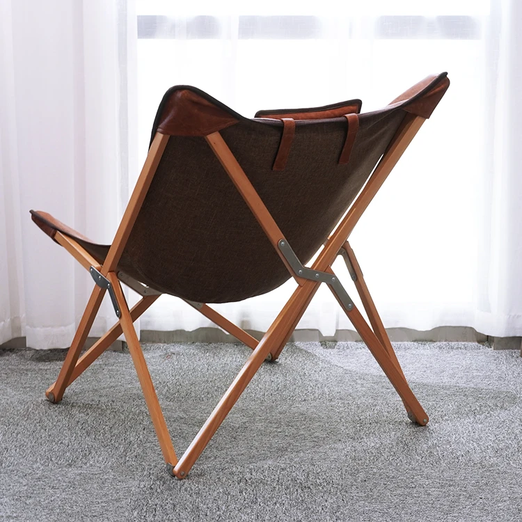 Outdoor Portable Wood Folding Camping Chair Folding Butterfly Chair