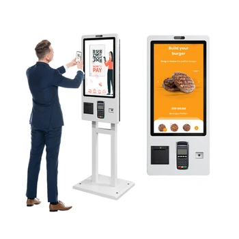 self serve checkout kiosk Restaurant mcdonalds kfc order terminal floor stand or wall mounted touch screen ordering kiosk