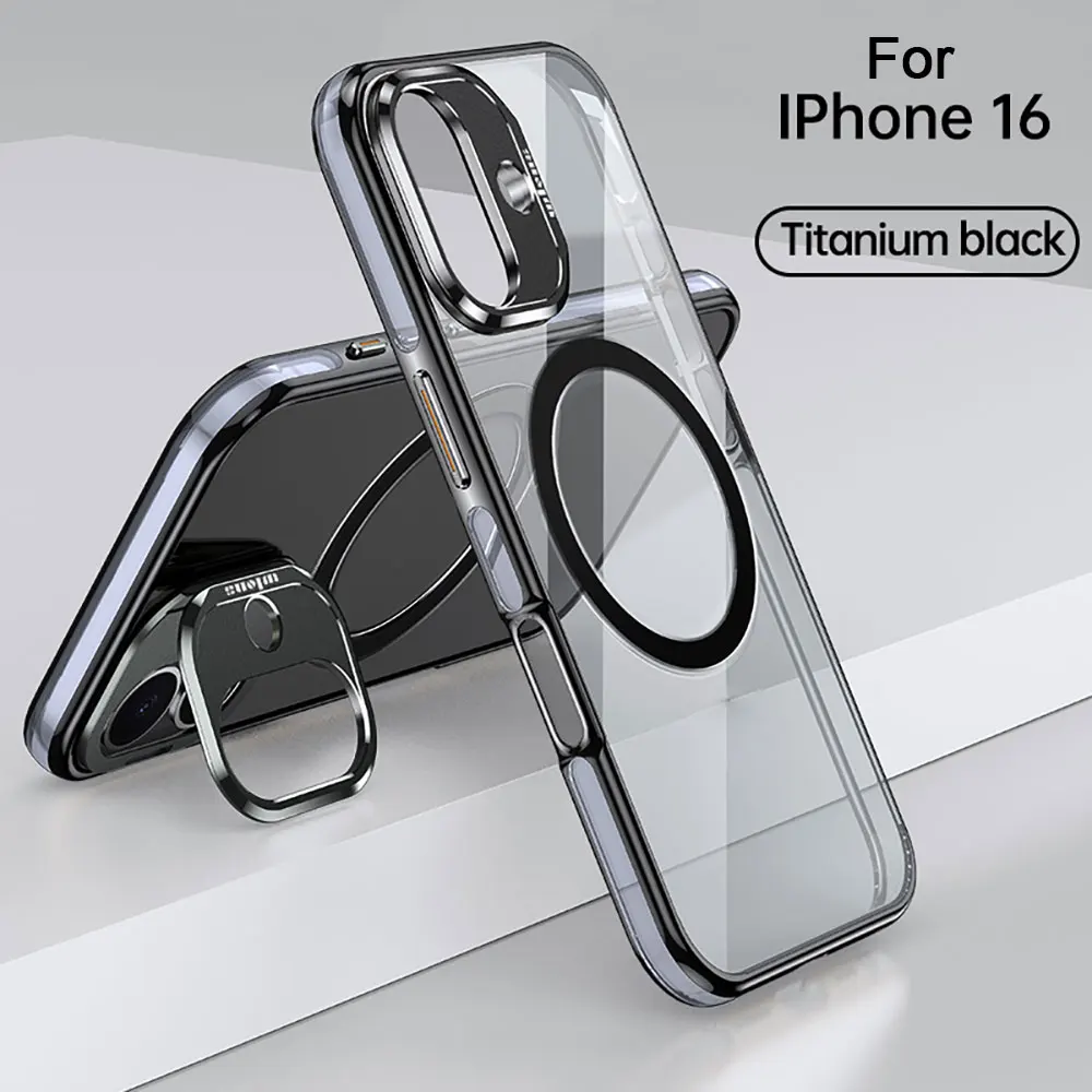 Soporte de marco de cámara Laudtec Sjk925 funda para teléfono clara magnética de carga cubierta simple delgada para Iphone 16 15 14 13 12 Plus Pro Max  