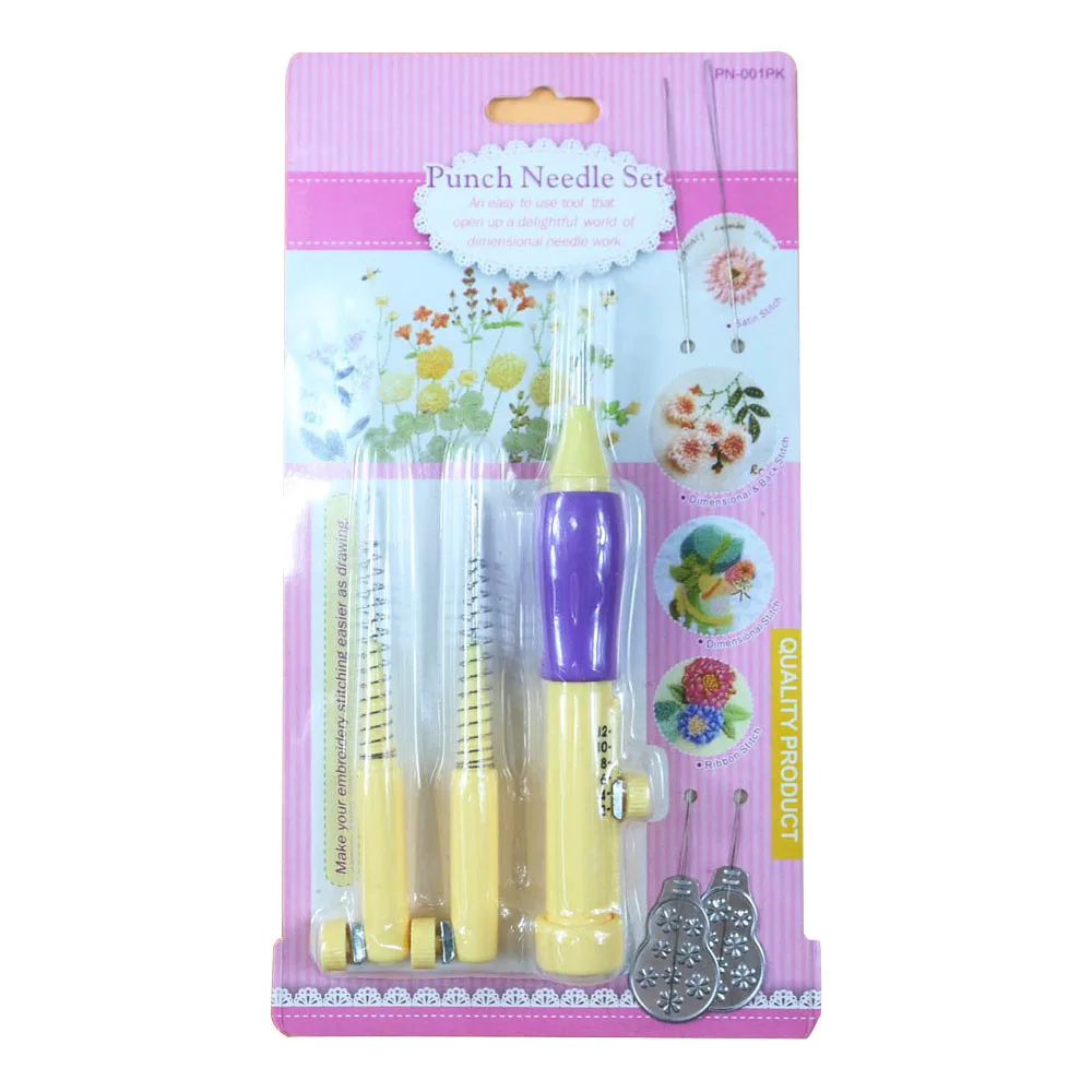 Fashion Yellow Plastic Magic Embroidery Pen Set Needle Knitting Needles Tool Fancy Interchangeable Punch Needlework