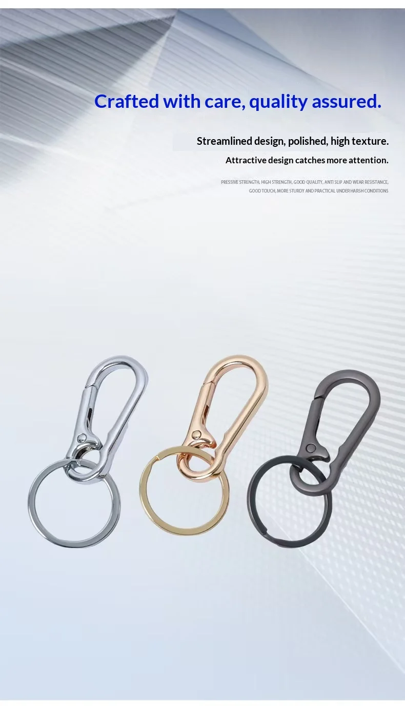 Lead alloy keychain electroplated horseshoe buckle 8-shaped mountain climbing buckle combination men’s anti lost car keychain preview 5