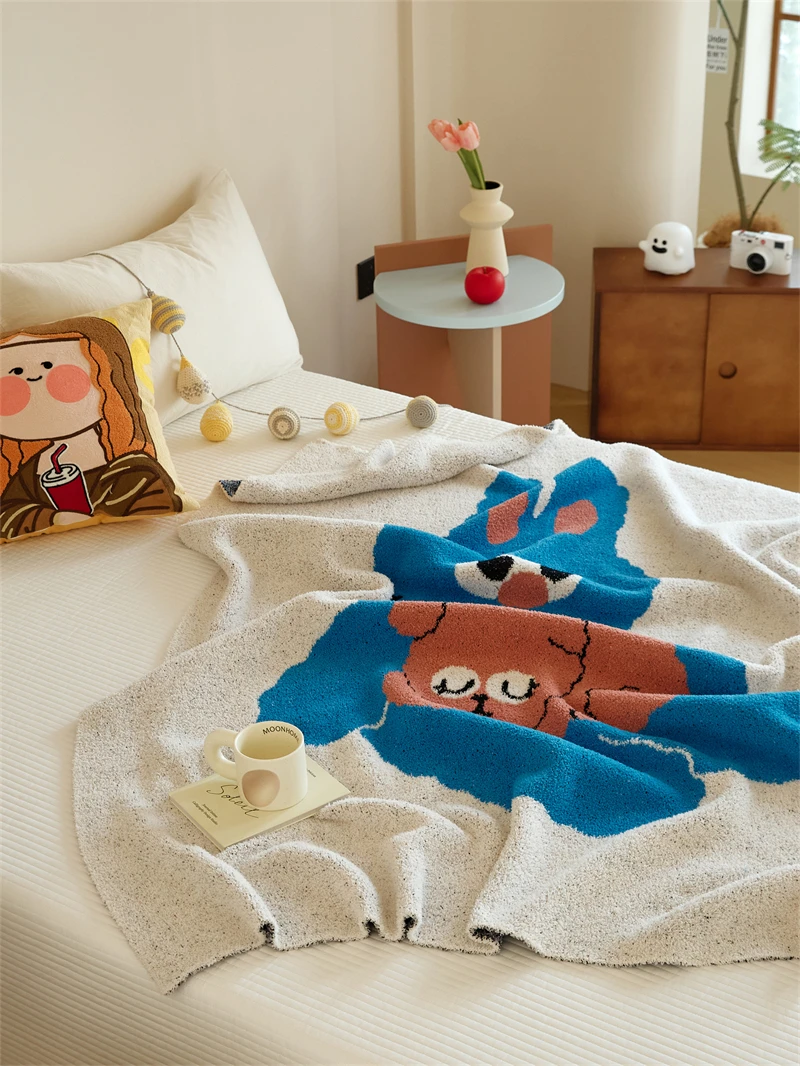 BET Cute New Soft Rabbit Pattern 100% Polyester Knitted Throw Blanket Home Decoration Custom Sofa Custom Winter Children Gift manufacture