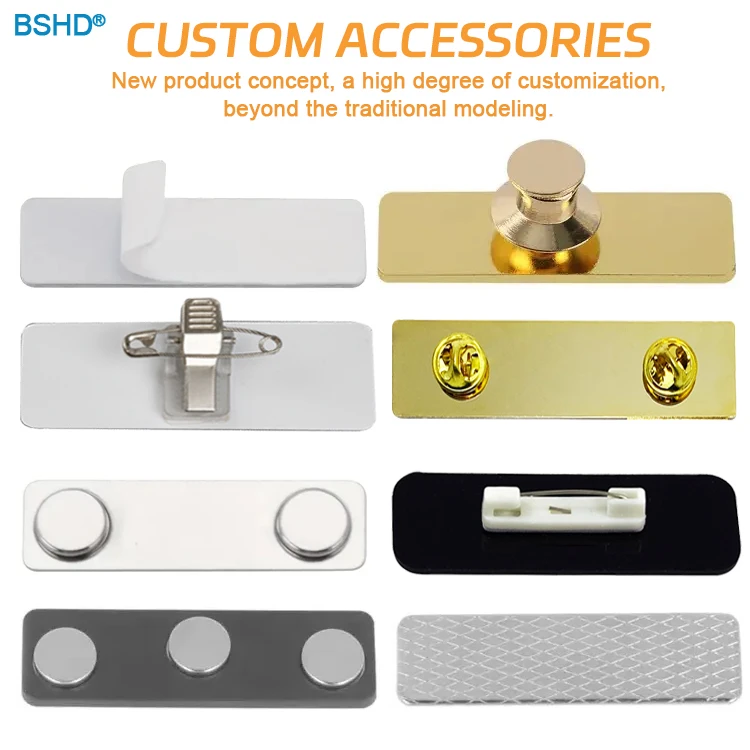Cheap Direct Selling Custom Metal Blanks Store Staff Name Tags Employee Number Plate Magnetic Laser Engrave Logo Name Tag