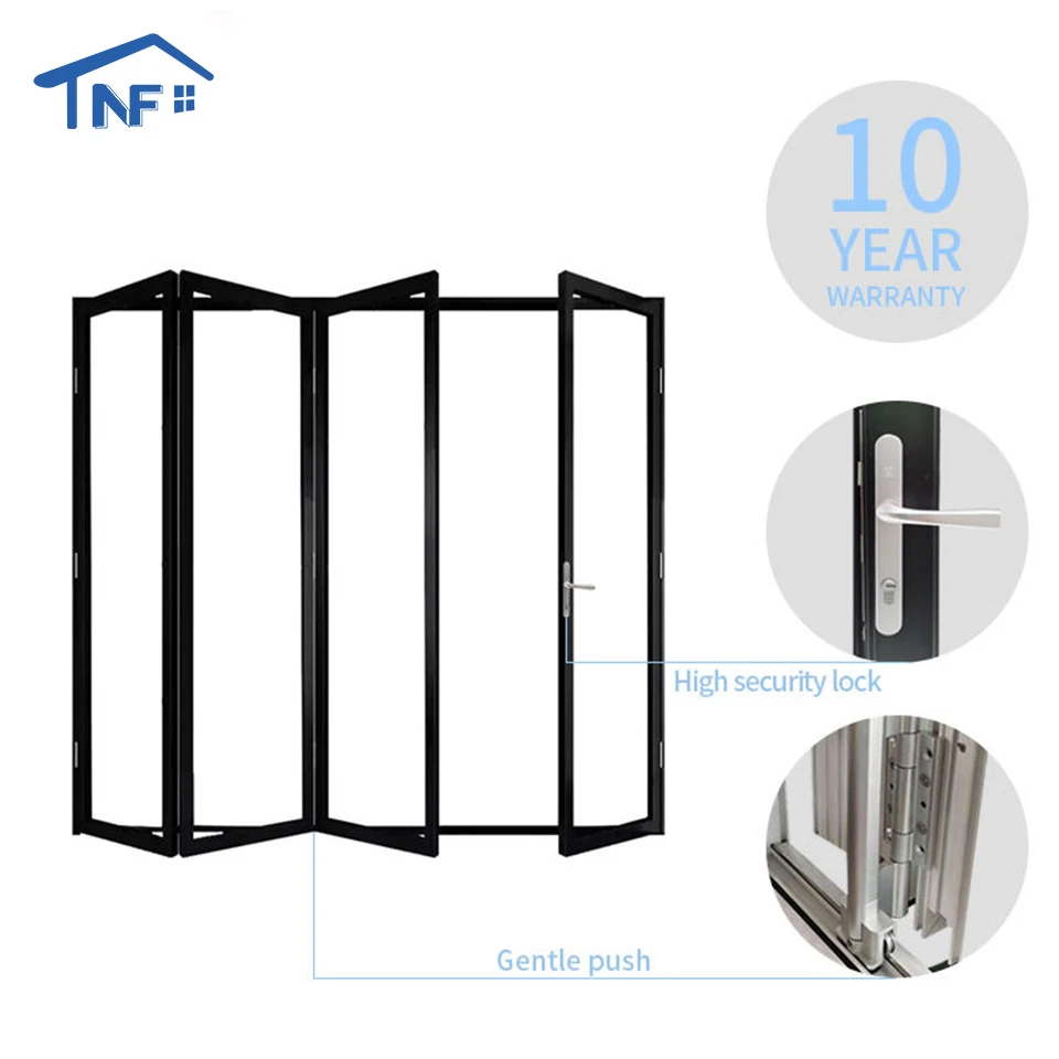 Aluminium 4 Panel Clear Glass Exterior Bifolding Door Germany Imported Hardware Folding Glass