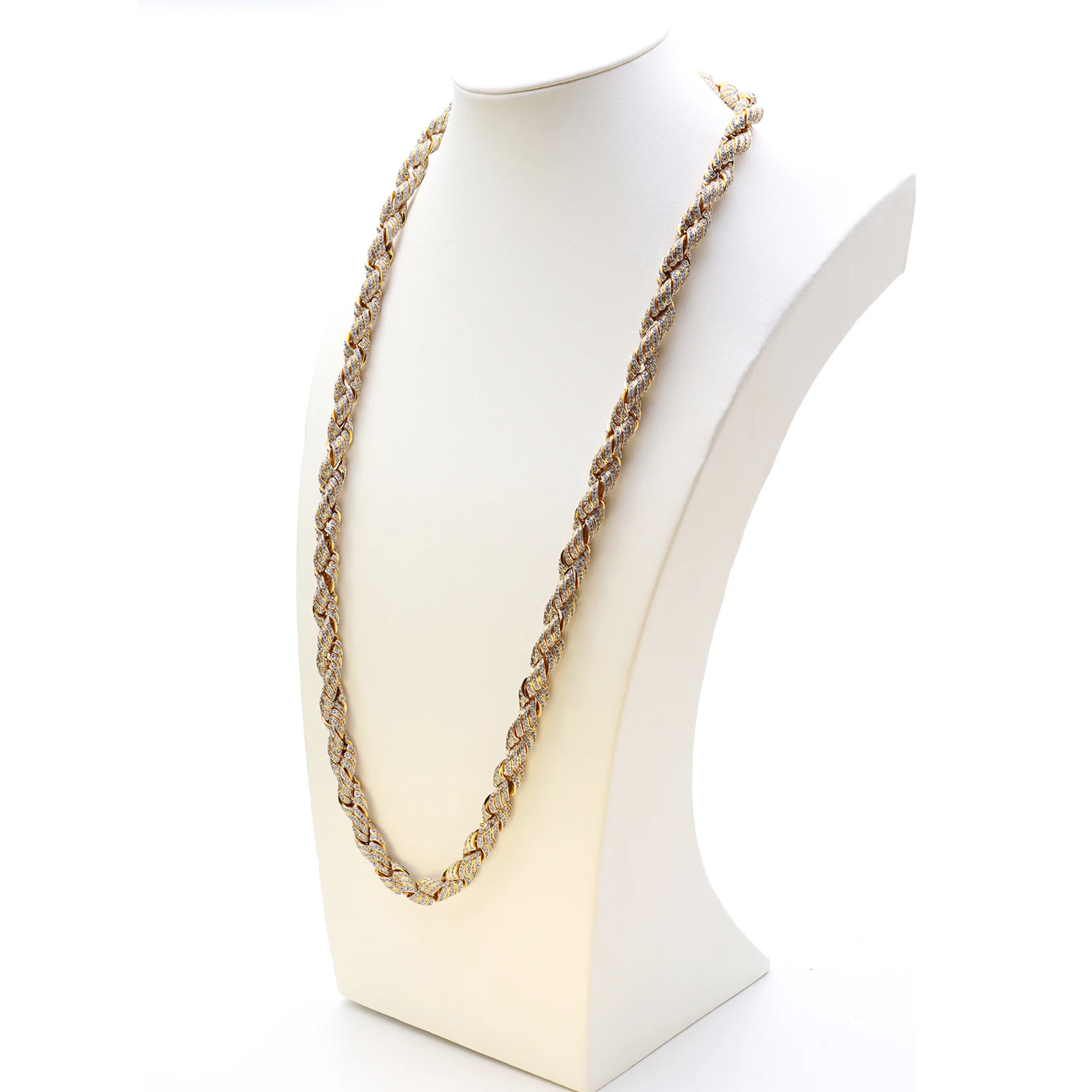 JASEN ювелирные изделия в стиле «хип-хоп» 925 Стерлинговое Серебро кубического циркония Лаборатории золотого цвета с бриллиантами цепи Bling ожерелье