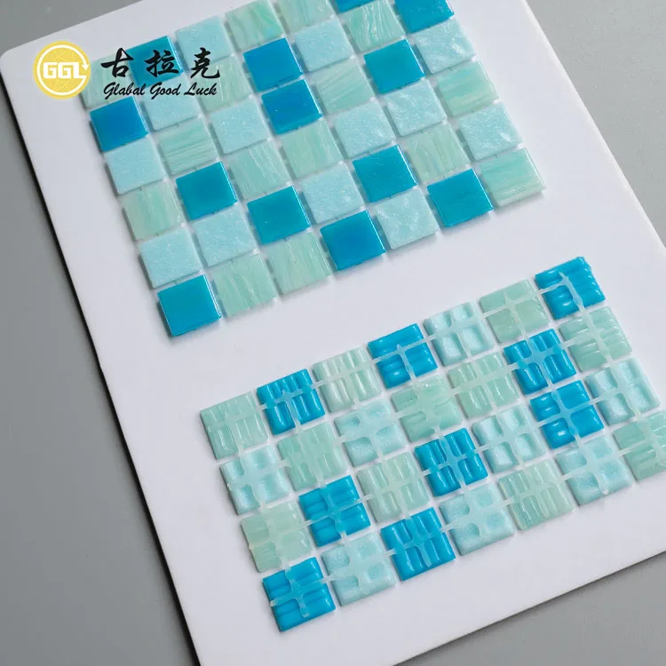 Swimming Pool Design Dot-mounted Mixed Color Glass Mosaic Tile Interior Decoration