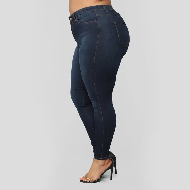 Plus Size Women's Jeans Trousers Wholesale Sexy Mid Waist Skinny Ladies ...