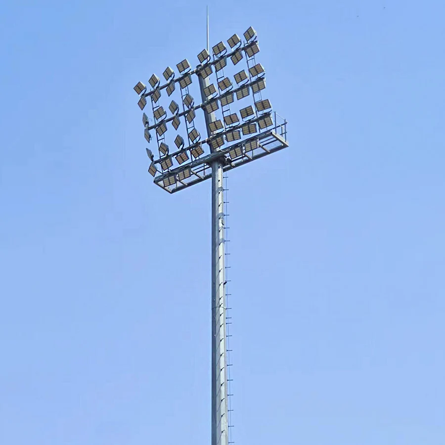 High Mast Lighting Pole Step Tubular Swaged Steel Pole for Squzre Outside